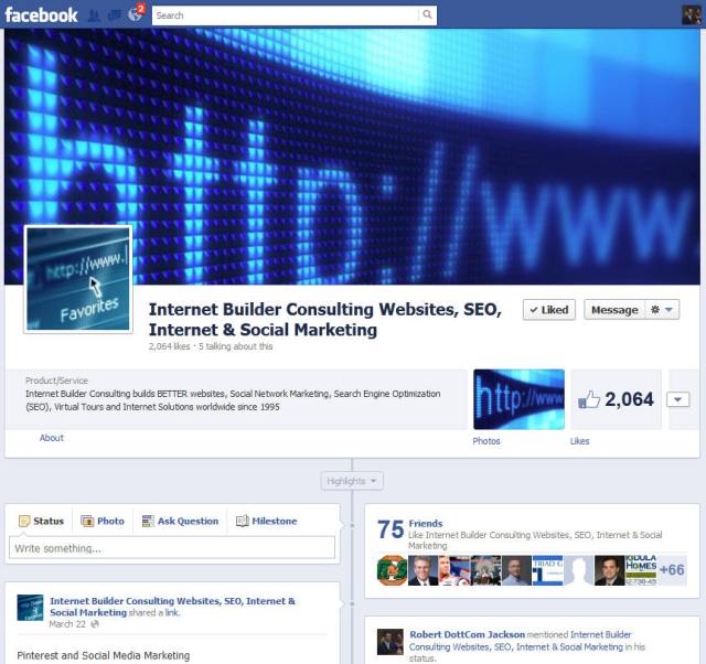 Facebook Internet Marketing Experts, Internet Builder Consulting business page